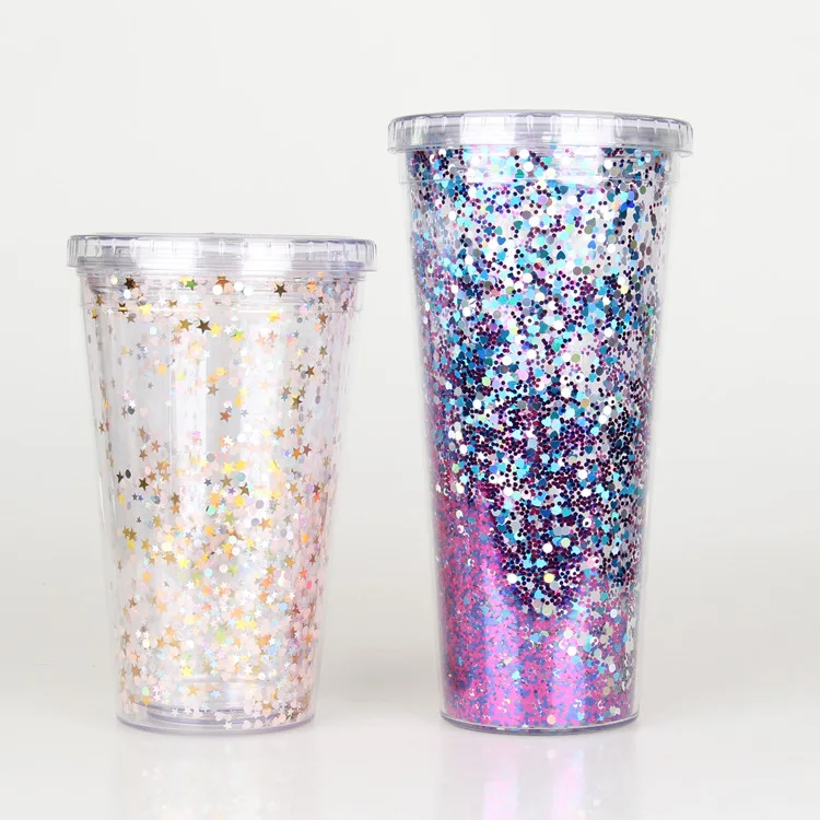 Hot Selling Insulated 20oz Acrylic Double Wall Bling Tumbler With Straw