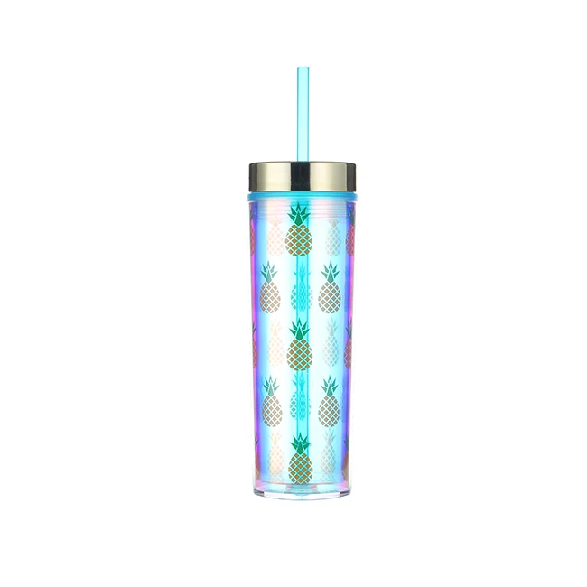 Double wall acrylic plastic skinny tumbler
