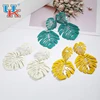 Fashion new jewelry Candy-colored romantic openwork leaf shape Exquisite stud earrings