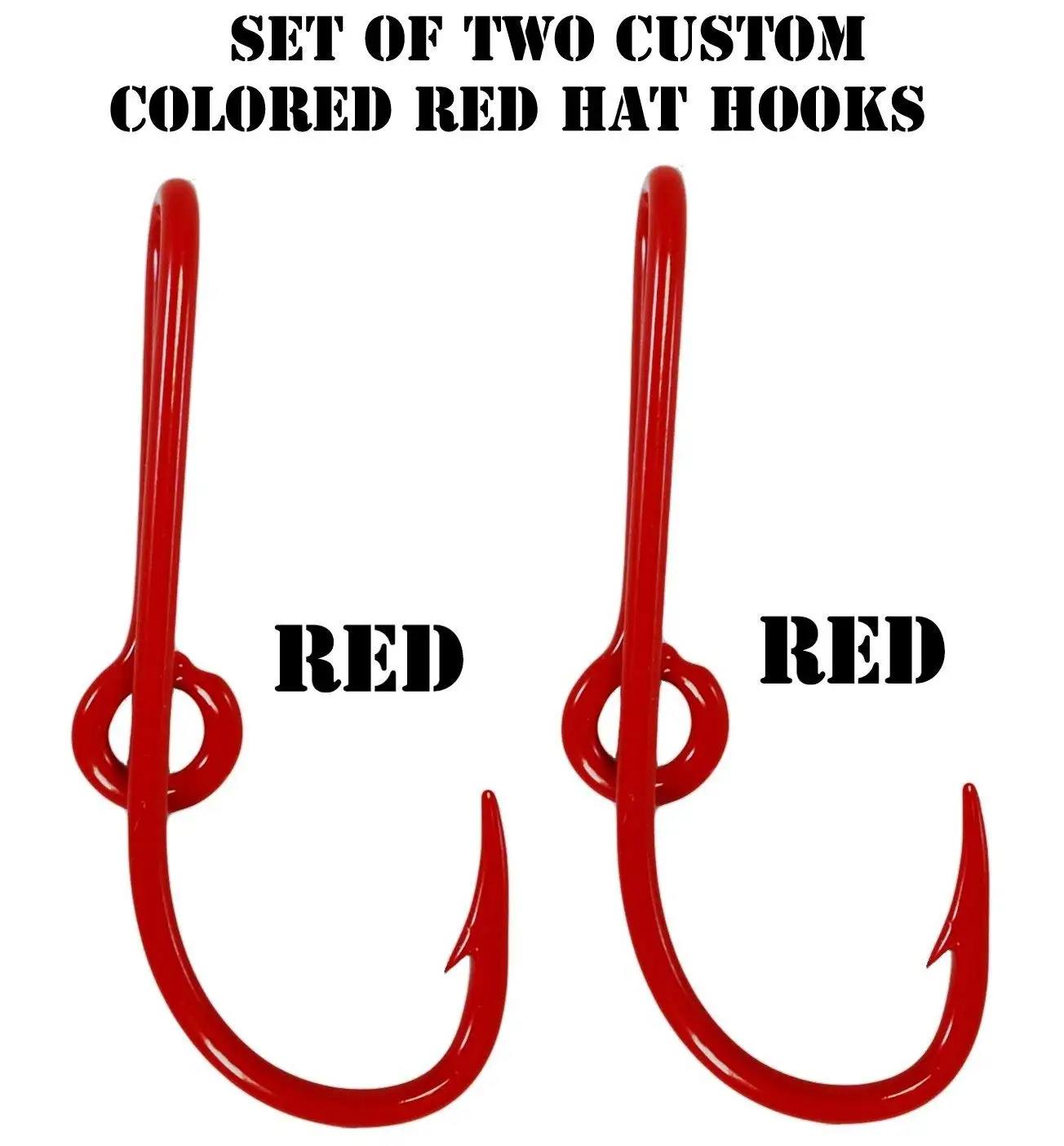 Custom Colored Eagle Claw Red Hat Fish Hooks for Cap (Set of Two Hat Hook pins) Two Red Hat Hook Clip