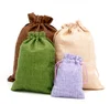 Natural Burlap Hessian Jute Sacks Candy Jewelry Packaging B Wedding Favor Pouch drawstring jute bag