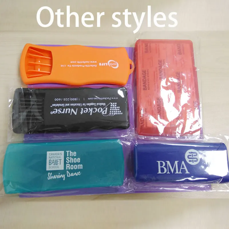 Custom Logo Band-Aid/ Bandage Plastic Box Plastic Adhesive Woundplast 5 Pieces In A Plaster Box Promotional Gift
