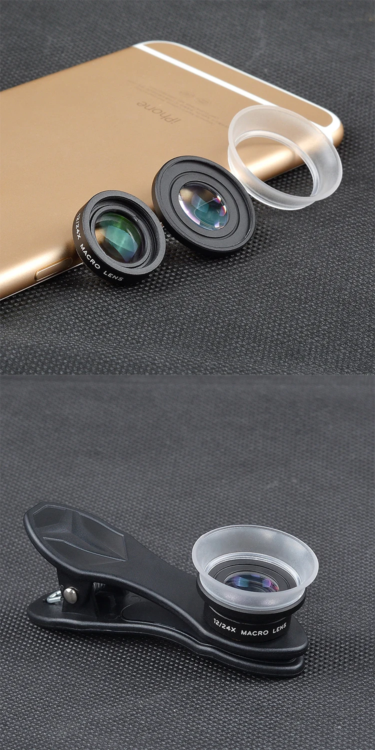 Apexel Macro Lens 24x Detachable Clip On Close Up Mobile Macro Lens For