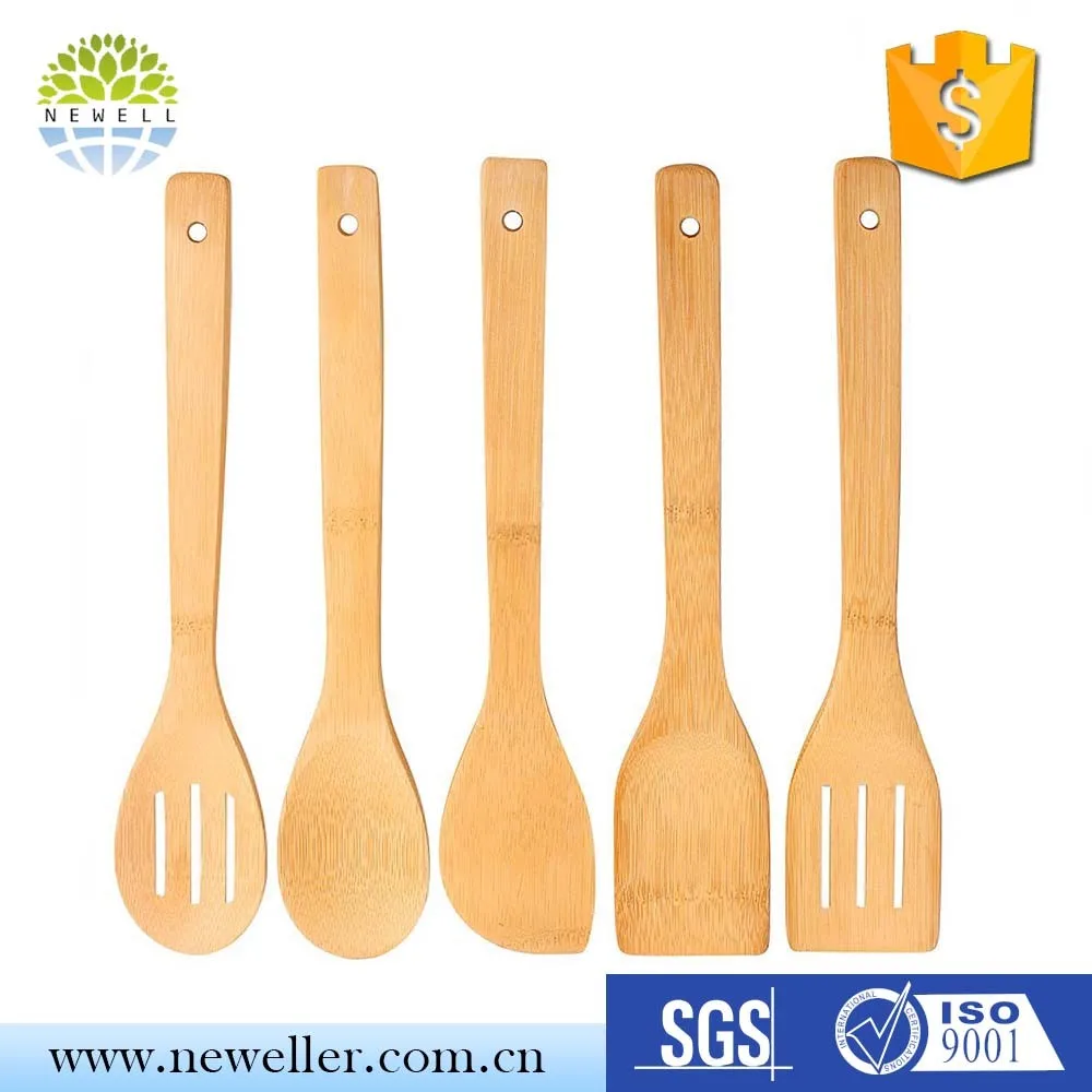 4 x Piece Bamboo Wooden Kitchen Cooking Utensils Set Tools Spatula Spoon Turner 