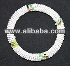 White Maasai Beaded Bangle - Kenya