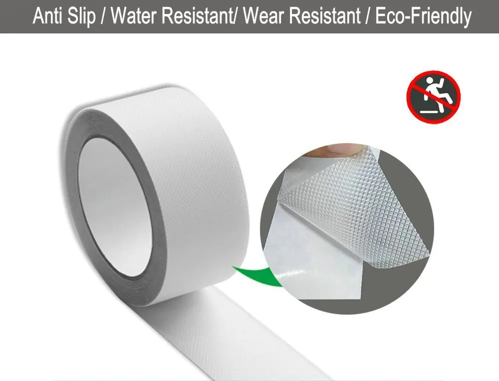 Transparent Anti Slip Safety Tape, Water Resistant High Traction Grip for Stairs, Steps, Boats, Garage, Ladders, Wear Resistant Strong Adhesive Rubberized Steady Treads Indoor or Outdoor (2"x16.4')