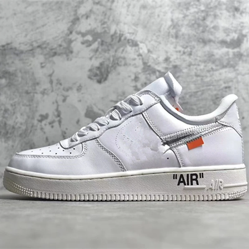 High Quality Genuine Leather offwhite x Airforce1  MCA Blue Chicago Low Sneakers OW Air Retro  AF1 Fashion Shoes