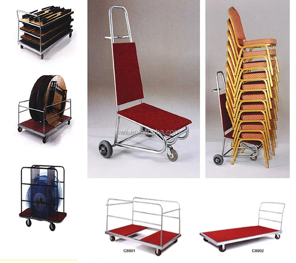 Hotel Metal Foldable Delivery Chair Trolley/ Banquet Stacking Chair