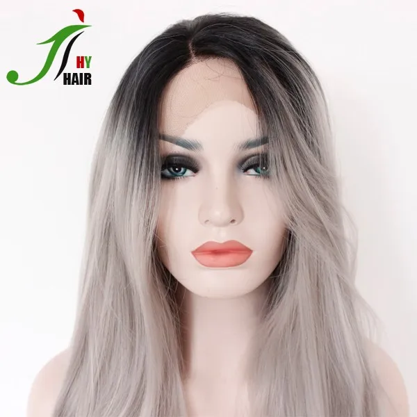 Brazilian Full Lace Wig Ombre Two Tone 1b Gray Front Lace Wig Silky