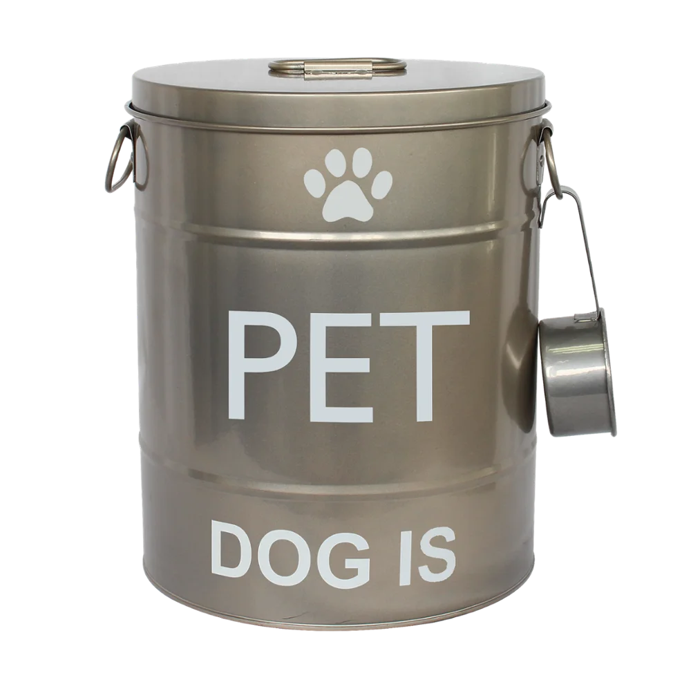 Golden Metal Dog Food Container With Scoop Buy Dog Food Container,Dog