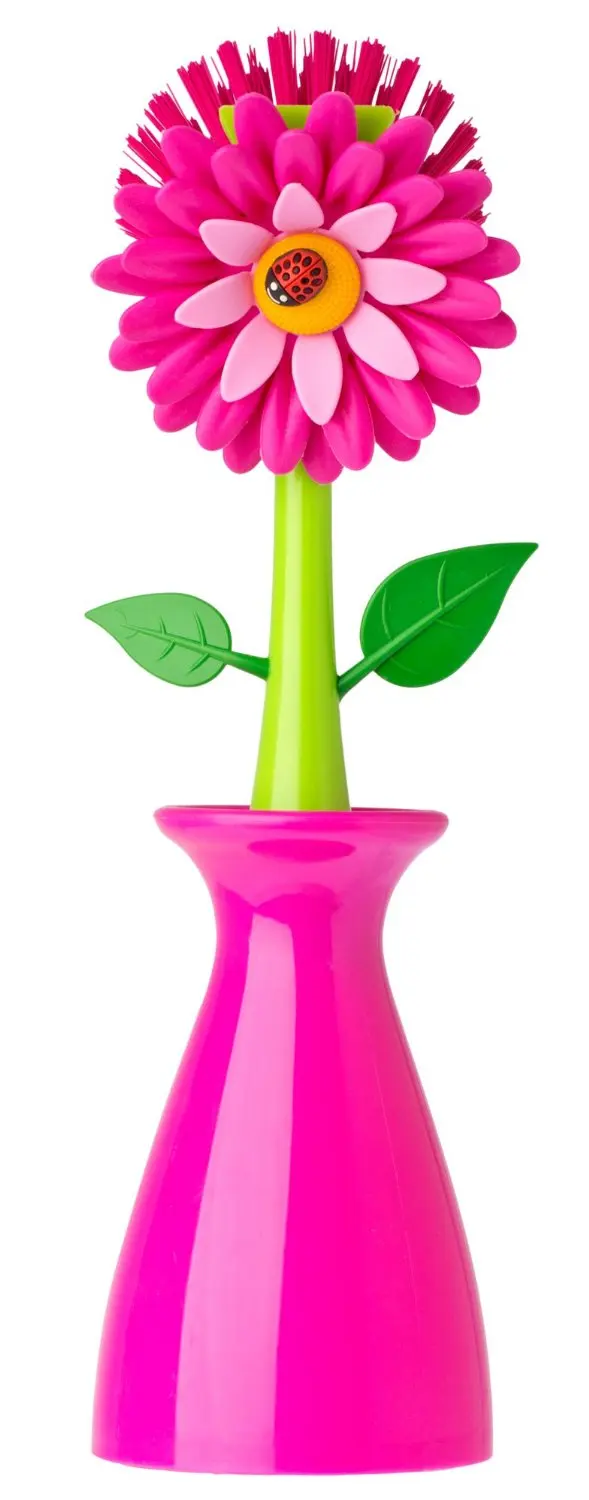 Buy Vigar Flower Power Pink Dish Brush With Vase 10 Inches Pink Green In Cheap Price On Alibaba Com