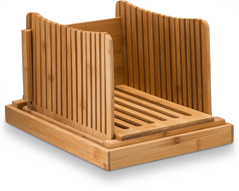 Bamboo Foldable Bread Slicer With Different Slicing Sizes