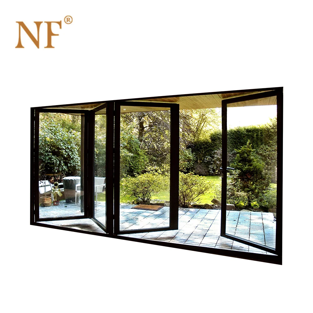 Patio garden exterior aluminum frame double glass bifold/bi-fold/bifolding doors