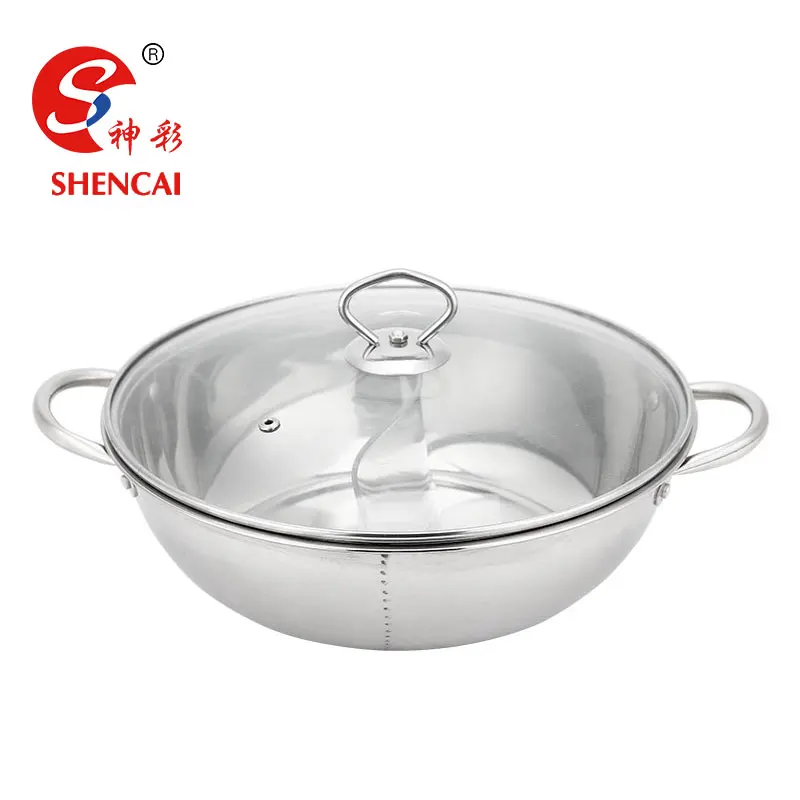 Cabilock Stainless Steel Mandarin Pot Gas Cooking Pot Divided Pot for  Cooking Noodle Divider Divided Cooking Pan Shabu Hot Pot Kitchen Hotpot Pot