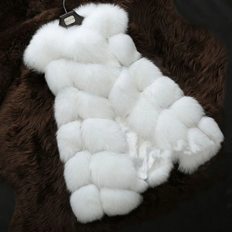 2017 new winter european style women's long plus size faux fox fur vest with pocket