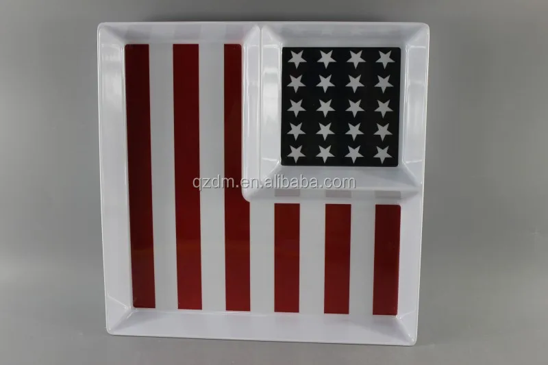 12" Melamine Chip dip plate,Double plate American market