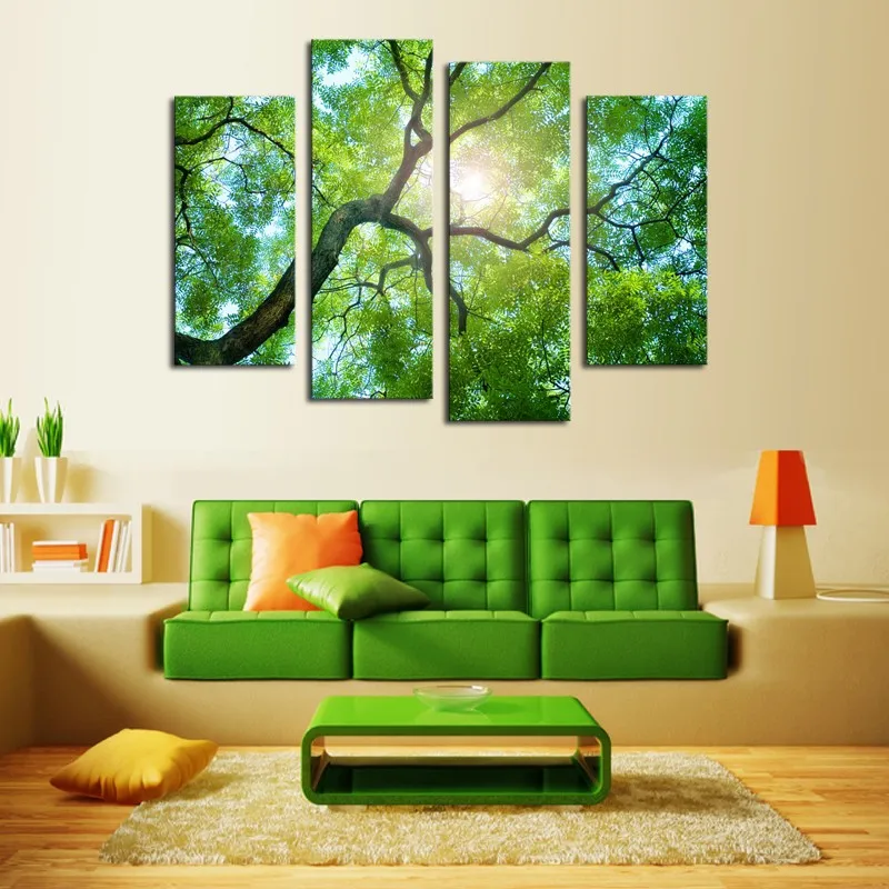 Green Tree Sunset Canvas Art High Quality Great Value