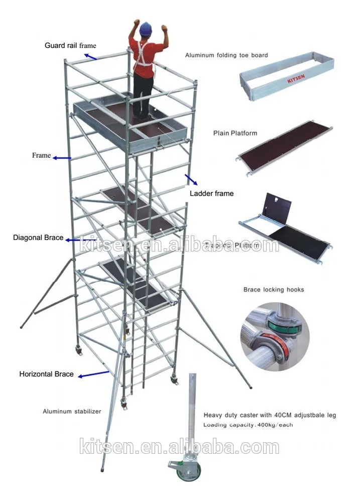 Aluminum Mobile  Scaffolding Tower For Building Construction