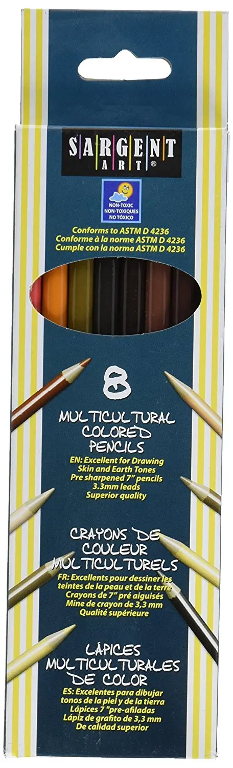 7 Inches Assorted Skin Tone Colors Pack of 8-1386920 Sargent Art Multi-Ethnic Colored Pencils