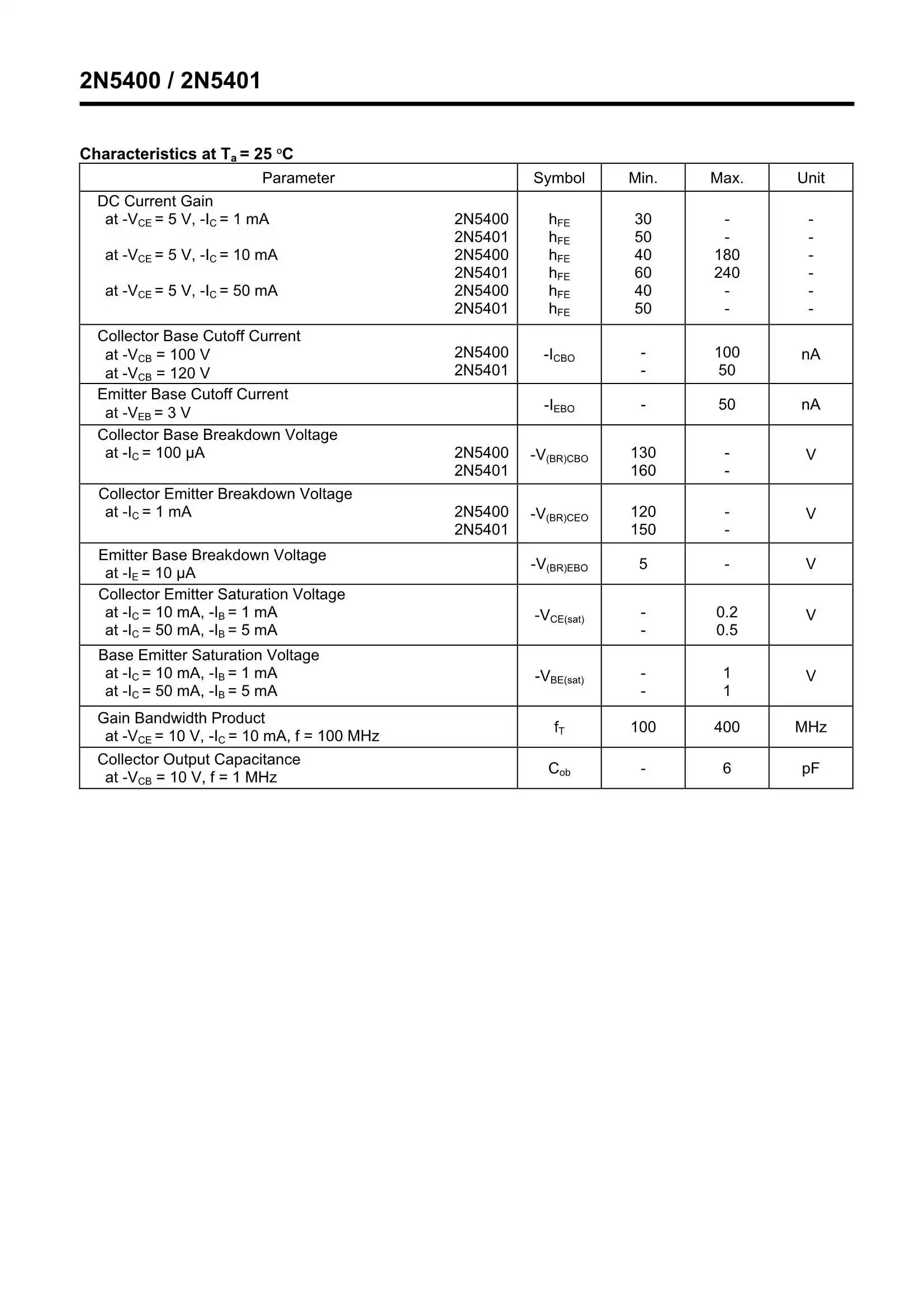 Hersteller Ic Dioden Triode Mosfet Transistor 2 N5401 To-92 2 N5401 ...