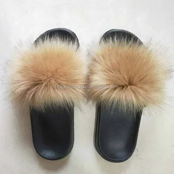 black slippers with fur