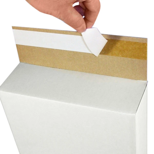 Self Sealing Corrugated Kraft Paper Mailer Tube Snap Lock Bottom White