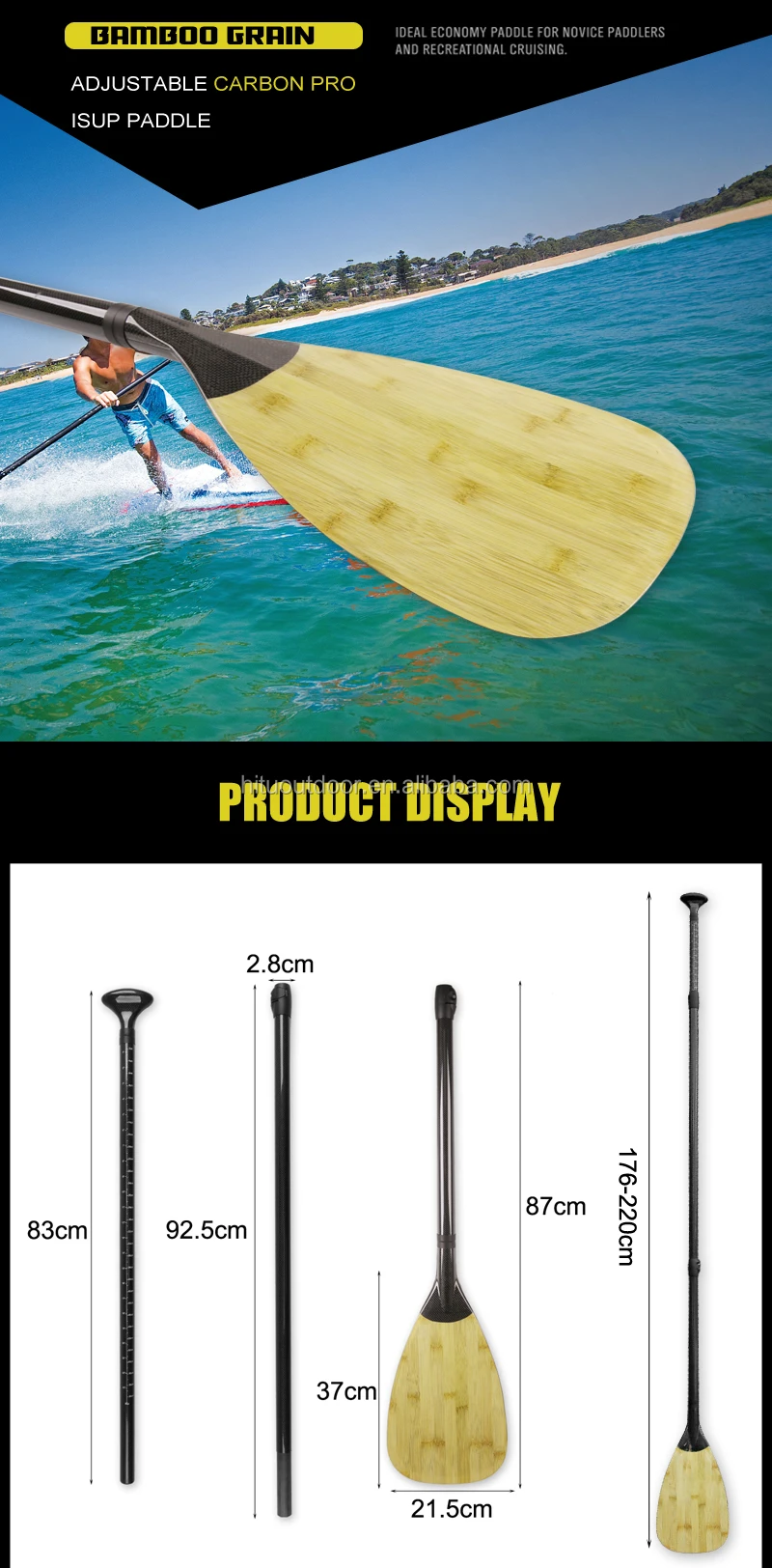 Epoxy Paddle Board Bamboo Sup Stand Up Paddle Board Paddle Carbon For