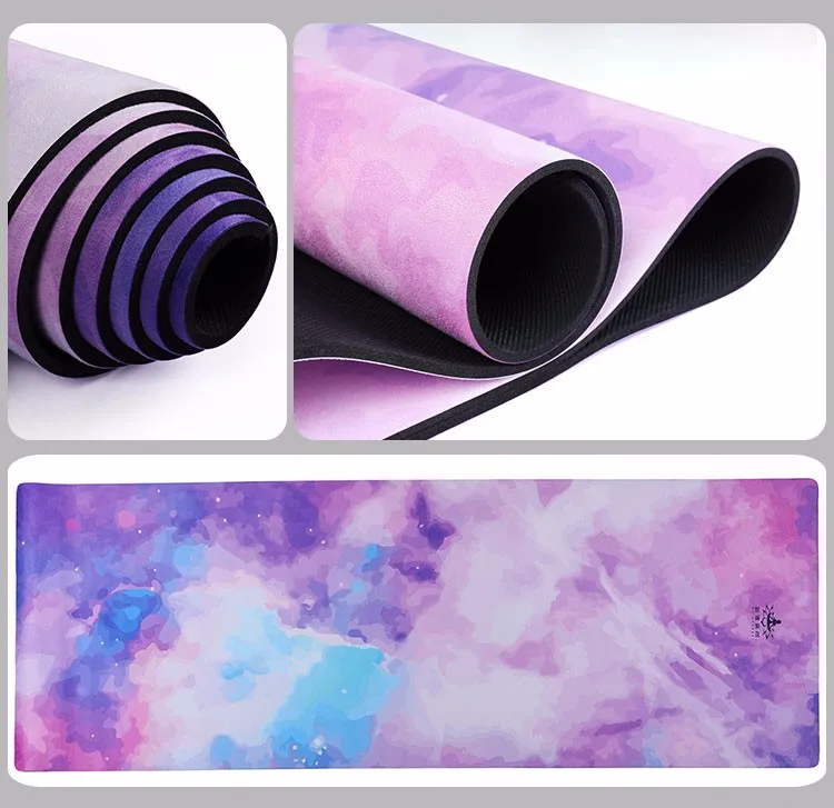 Eco Fibre Non Slip Natural Rubber Custom Print Suede Yoga Mat