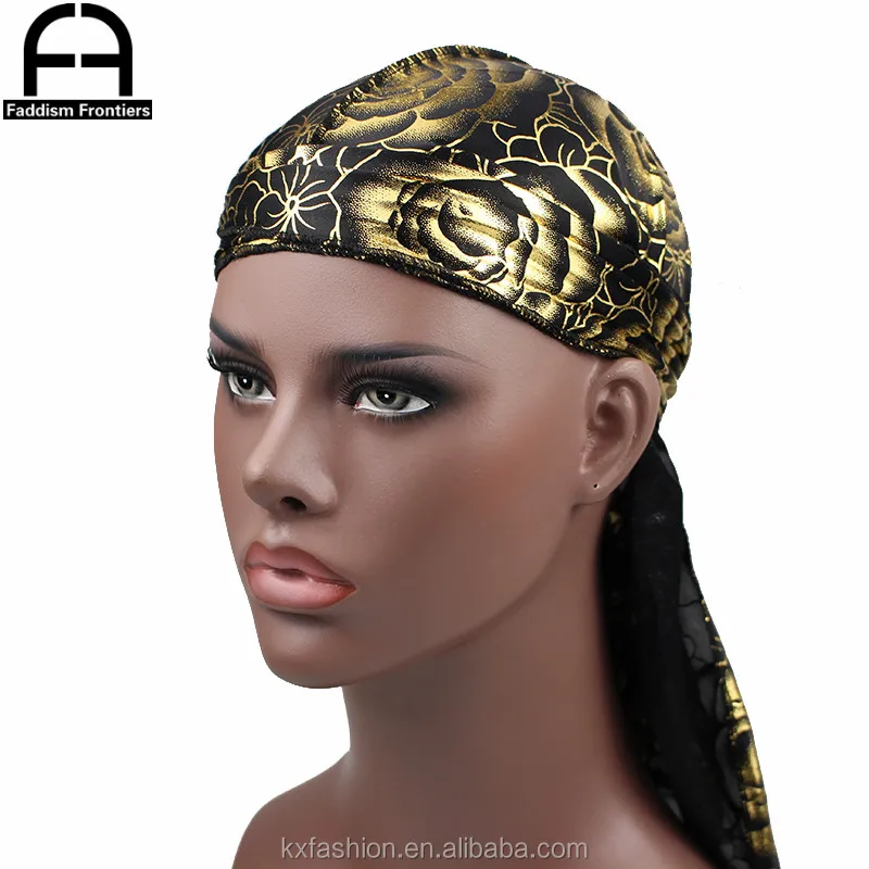 Men Silk Durag Rose Print High Quality Silky Do Du Rags Buy Durag