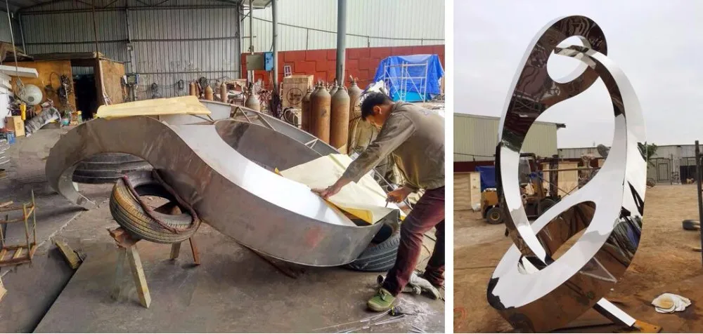 Large Outdoor Folded Metal Airplane Stainless Steel Sculpture