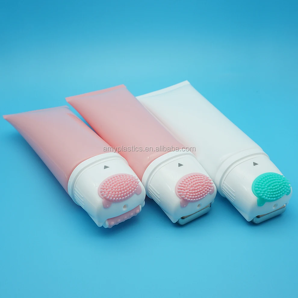 Cosmetic Facial Cleanser Plastic Tube With Silicone Brush& Message Roller Applicator Buy