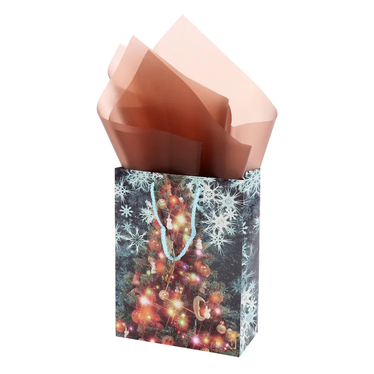 Big Discount Luxury Foldable Christmas Gift Paper Bag With Kraft Rope Handle