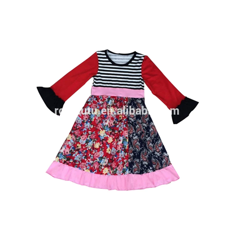Kid Long Sleeve Autumn Dress Plain Maxi Dresses Girl Fashion Clothes Casual Wear