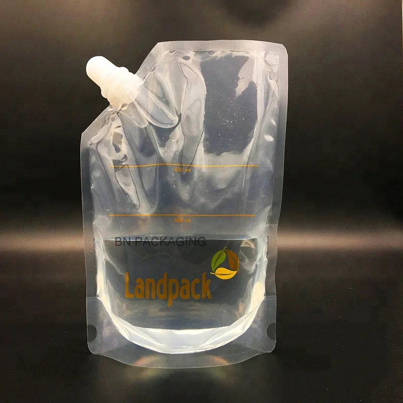 Solvent Free Pet Nylon Clear Doypak Bag With Plastic Nozzle Liquid