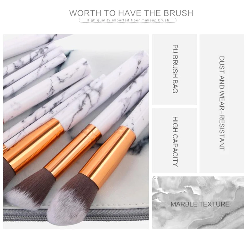 Fancy Good High End Custom Label Logo Liquid 10pcs Make Up Kit Eye Makeup Brushes