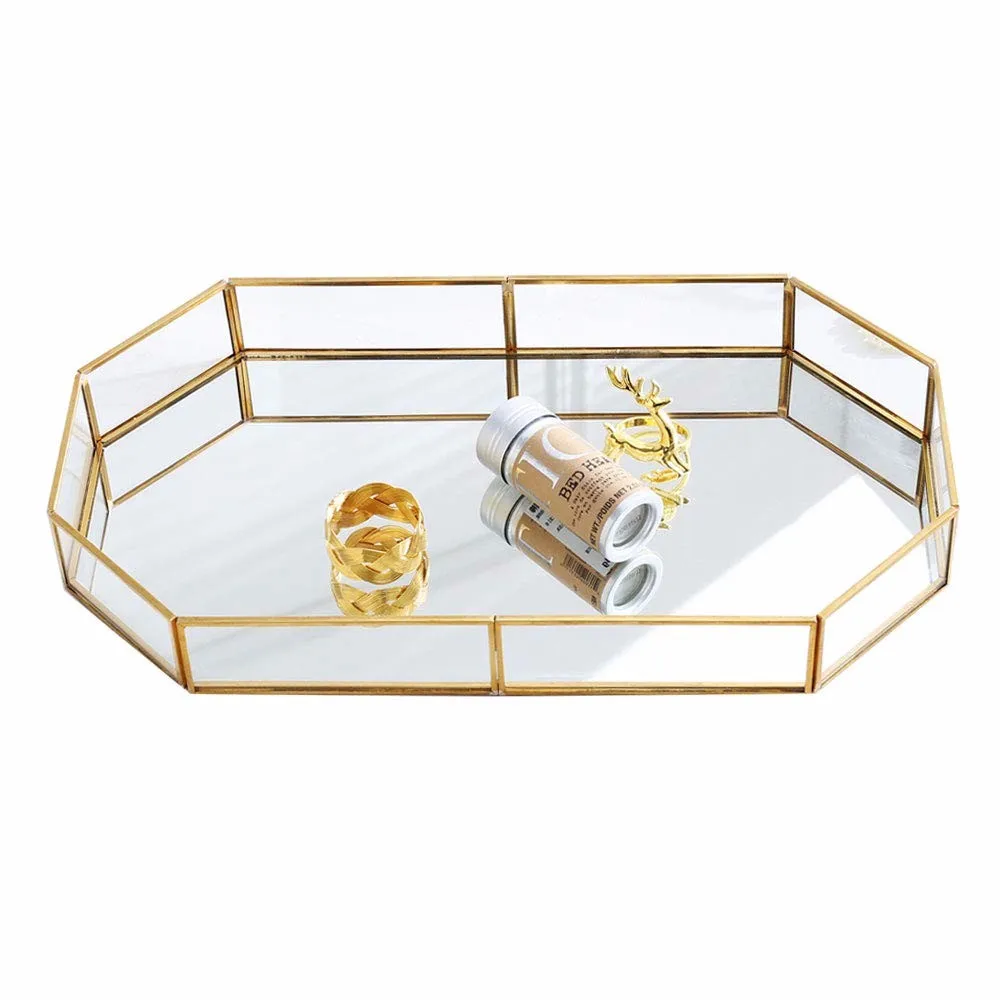 Hotsell 18.75'' Large Vintage Decorative Gold Metal Vanity Jewelry Tray