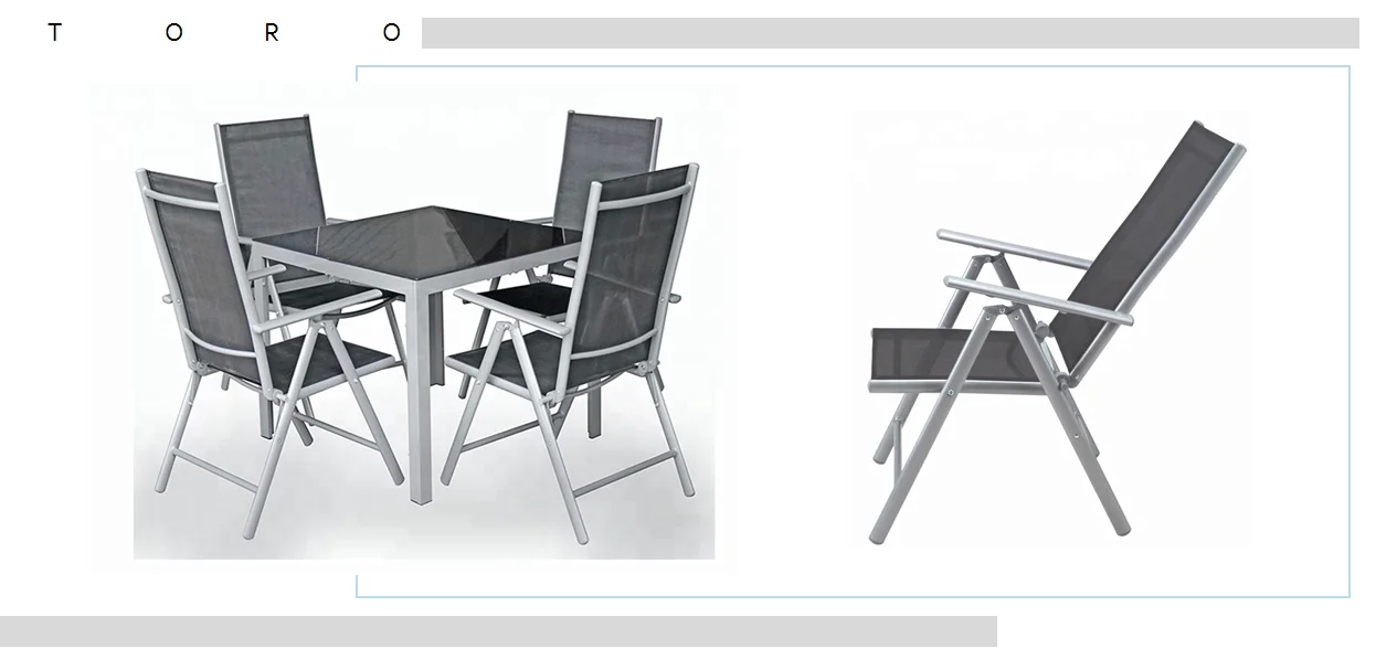 Aluminium Folding Garden Chair Attached Table Sets For 4 - Buy Garden