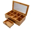 6 compartment custom hinged lid storage box wood
