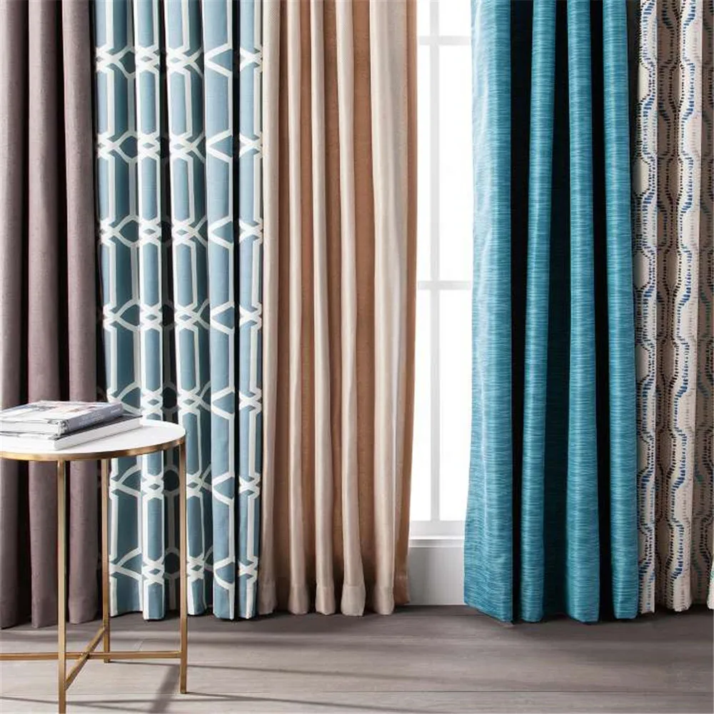 Rf 433mhz Remote Control Motorized Curtain Printing Blackout