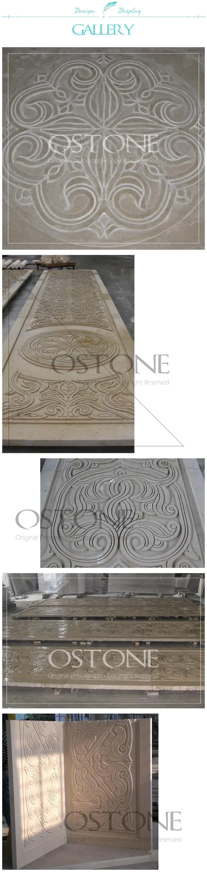 Art Flower Design Yellow Limestone Carved Stone Wall Reliefs For Building Exterior Wall