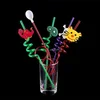 PVC Pet Drinking Straws Funny Curly Cartoon Crazy Shape