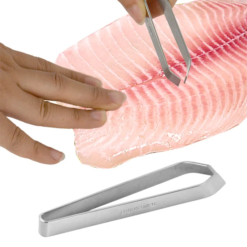 Stainless Steel Fish Pin Bone Remover Thicken Slant Tweezers Chef