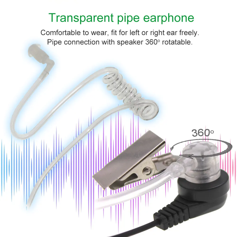 Acoustic Tube AT-G20-K1 With clip PTT handsfree for Baofeng Bf-888s UV-5R UV-82 two way radios Mic Earpiece - ANKUX.COM