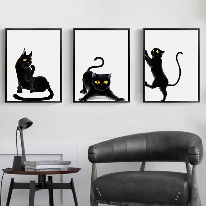 Modern Pussy Painting Cat Animal Canvas Black And White Printing Decorative Custom Canvas Print Wall Art Buy Black And White Painting Pussy Painting Custom Canvas Print Product On Alibaba Com