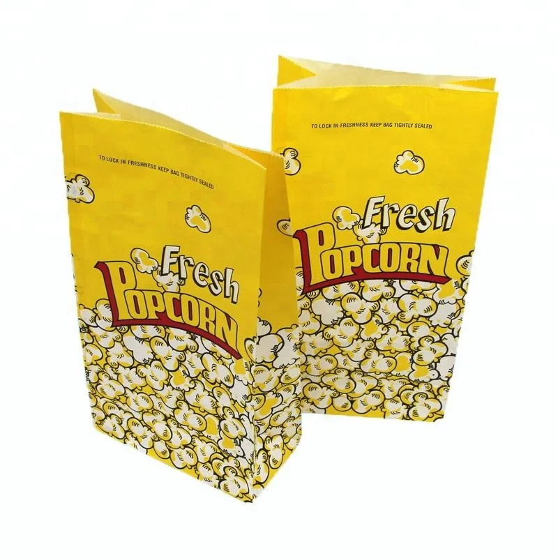 Custom printed square bottom popcorn paper bag