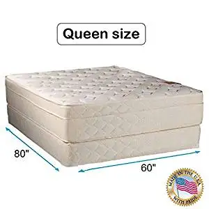 Dream Solutions USA Beverly Hills Firm Foam Encased Eurotop (Pillow Top) Mattress and Box spring set (Queen 60"x80"x13") Sleep System with Enhance Support- Fully Assembled, Knit Cover, Orthopedic