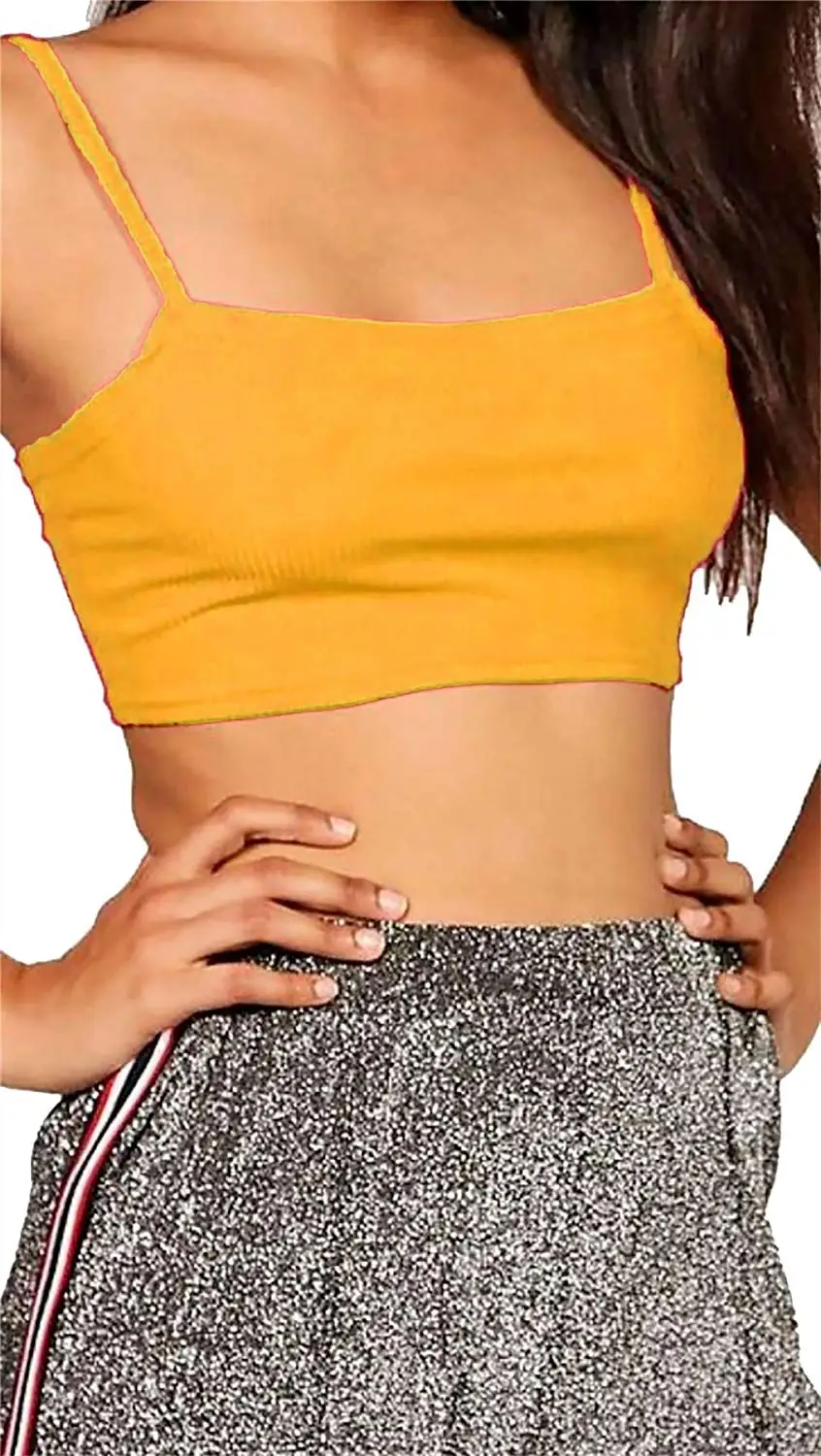 Rimi Hanger Womens Ribbed Square Neck Plain Strappy Bandeau Boobtube Bralet Ladies Sleeveless Cami Vest Crop Top US 4-10