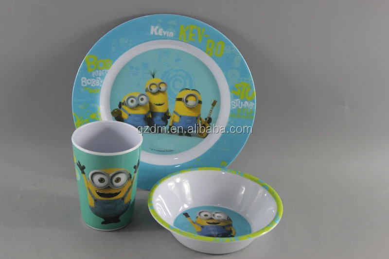 3pcs Melamine Baby plate and bowl and cup Dinnerware set