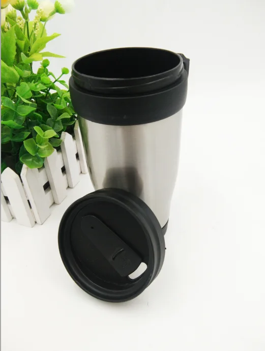 16oz Stainless Steel And Plastic Double Wall Travel Mug Car Mug Travel Cup With Lid And Handle