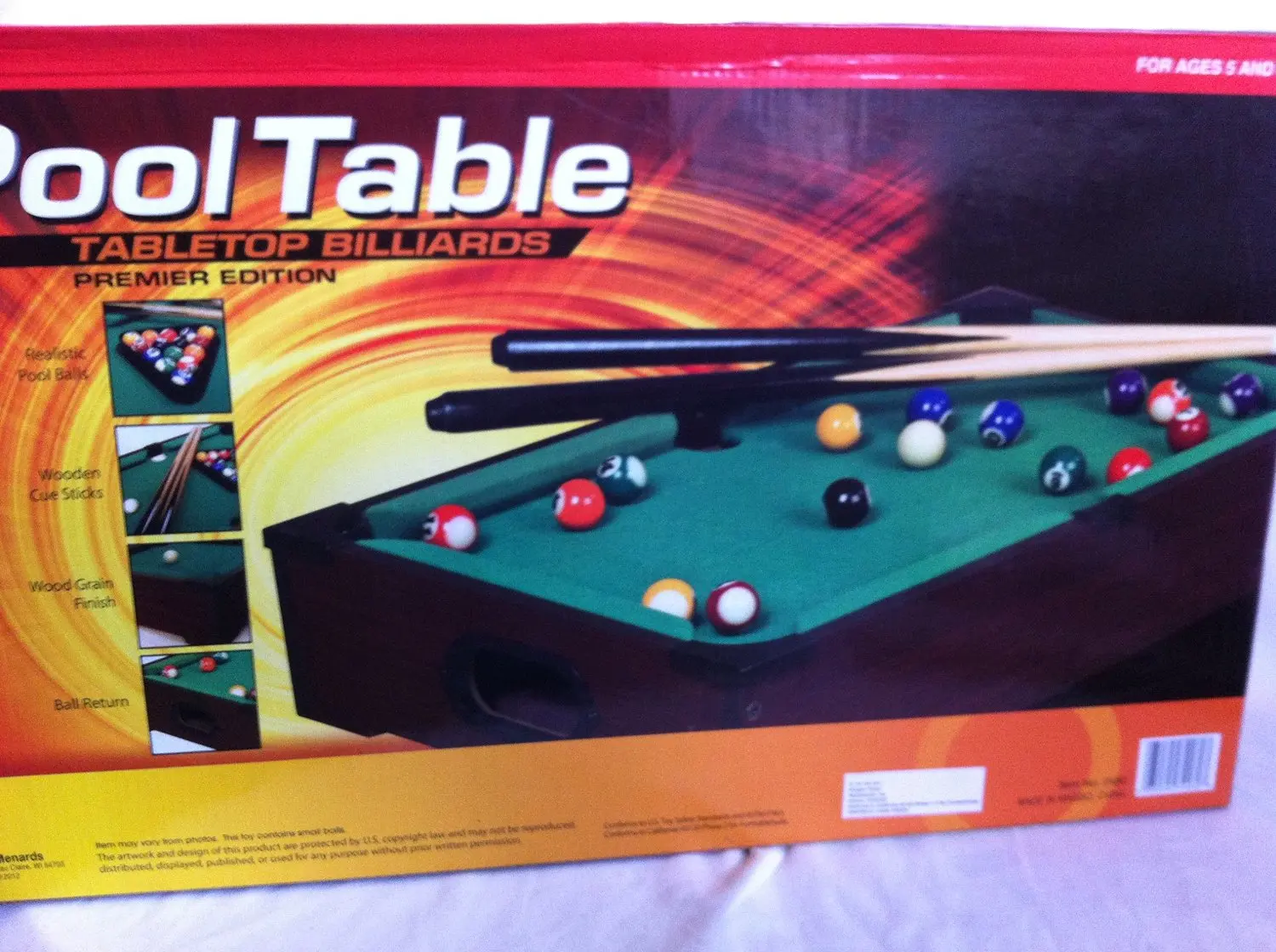 Remeehi Mini Billiards Tabletop Game Toy Pool Table with Cues Triangle and Balls